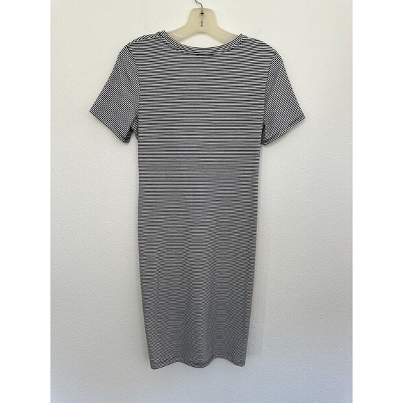 Theory Women's Striped Dress Twisted Detail T-Shirt Dress Black White Size Small - Picture 6 of 7